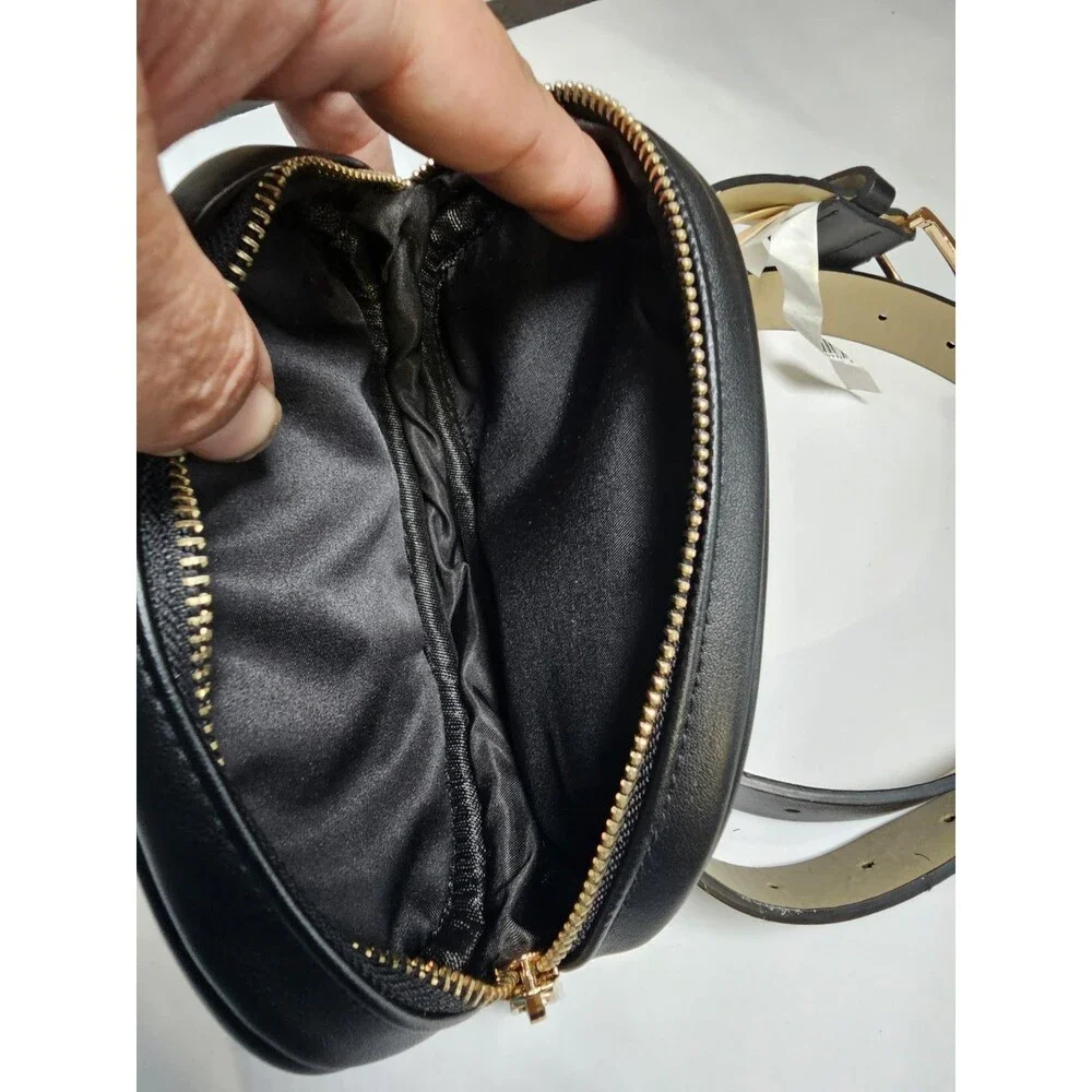 Steve Madden Black Faux Leather Belt Bag Fanny Pack Belt Purse